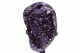 Amethyst Geode w/ Calcite on Metal Stand - Uruguay #306892-1